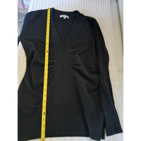 Beth Bowley 100% Cashmere V-Neck Sweater Black Ruched Women Size L Luxury - Picture 8 of 15